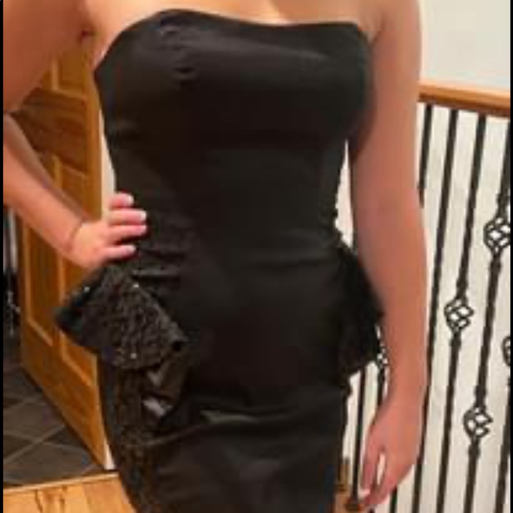 MacDuggal black cocktail with detailed sequined sides